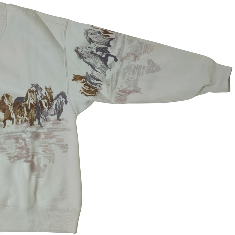 Abercrombie Horses Sunday Sweatshirt Crew Oversized Medium, Large Cream 🐎 - Picture 3 of 6
